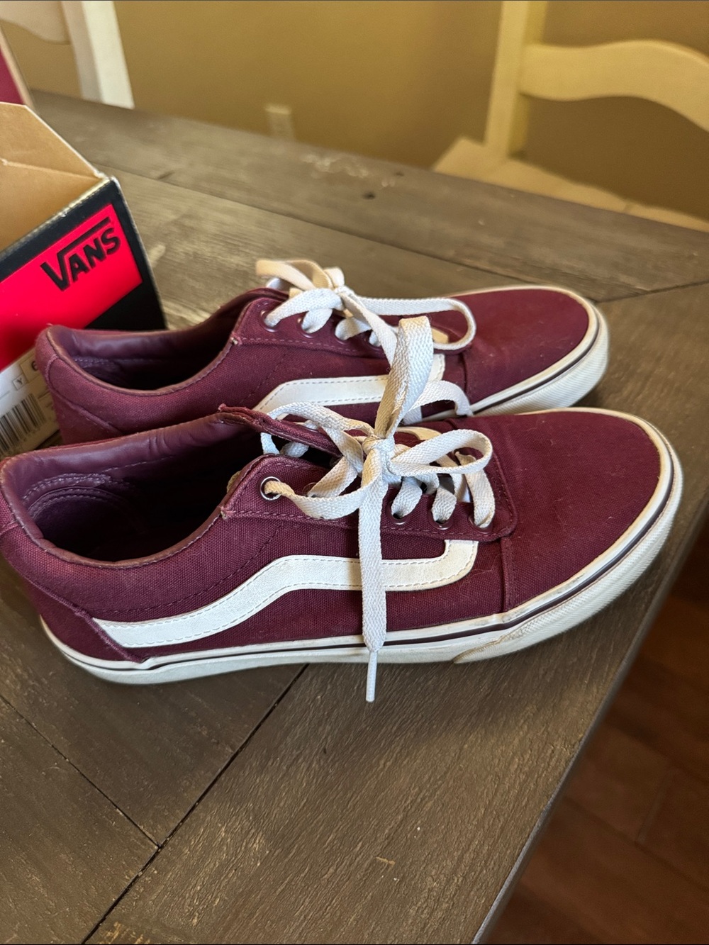 Vans Old Skool Low Top Sneakers - Burgundy and White